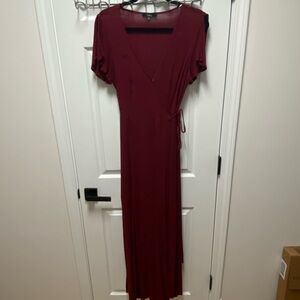 Elegant Burgundy Wrap Dress